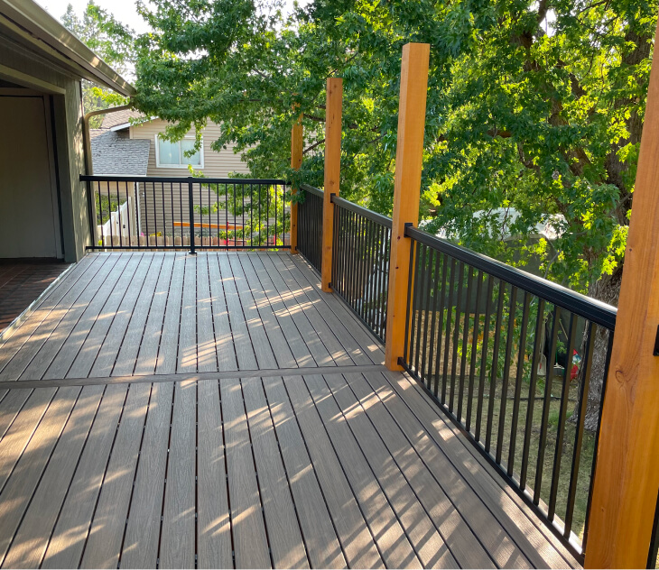 Deck railing detail by Camco Construction - E Sumac project Spokane WA